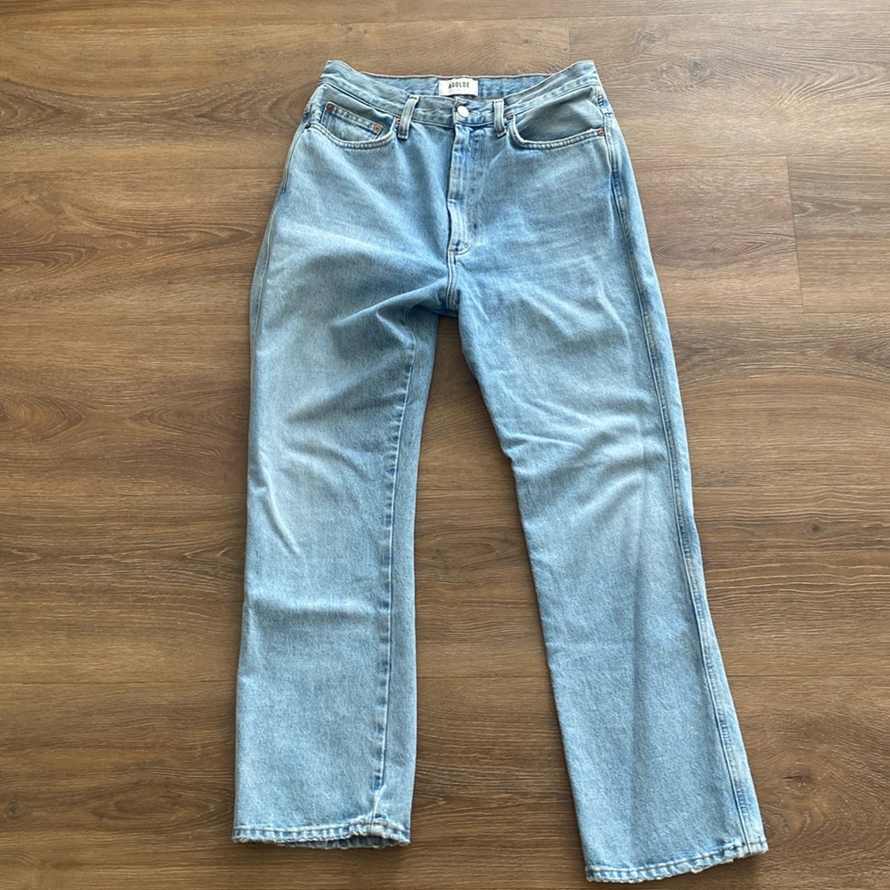 Agolde pinch waist high rise kick jeans riptide